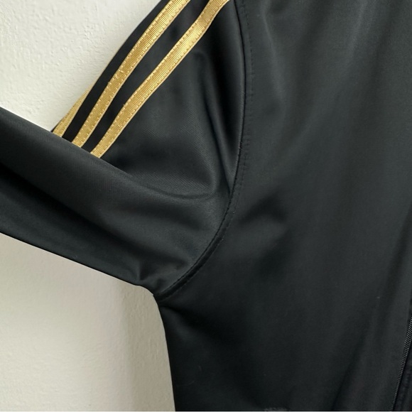 Adidas Womens Size Small Full Zip Long Sleeve Track Jacket Black Gold - Picture 3 of 8